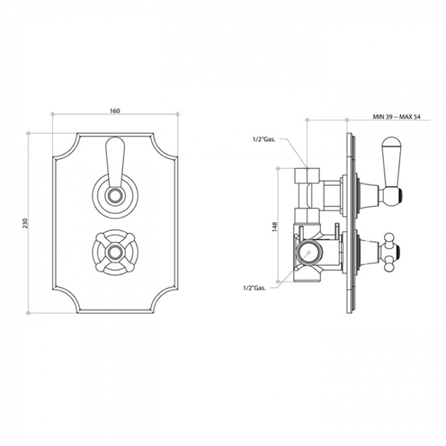 Смеситель  термостатический для душа Bongio Oxford Lux, цвет: хром/белый фарфор