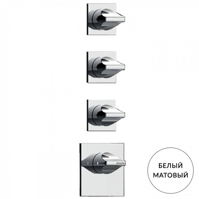 Bossini Z035205.045 Apice Смеситель для душа, встраиваемый, термостатический, 2 запорных вентиля, внешняя часть, цвет: белый матовый