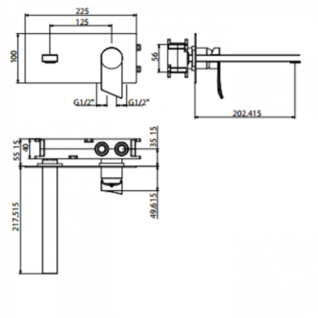 Gattoni Soffio Смеситель для раковины встроенный с внутренней частью. излим 202мм. цвет: хром