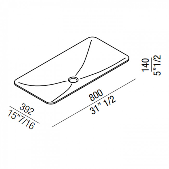 Agape Ottocento 002 Раковина 80x39.2x14 см, без отв., цвет: белый