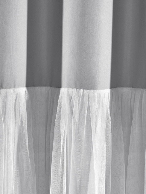Шторка для ванной 183х183 Carnation Home Fashions Tulle Frill Grey TFL183GRY Шторка для ванной 183х183 Carnation Home Fashions Tulle Frill Grey TFL183GRY