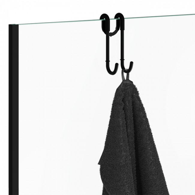Decor Walther DH 1 Крючок двойной, для установки на стекло душевой кабины, цвет: черный матовый Decor Walther DH 1 Крючок двойной, для установки на стекло душевой кабины, цвет: черный матовый