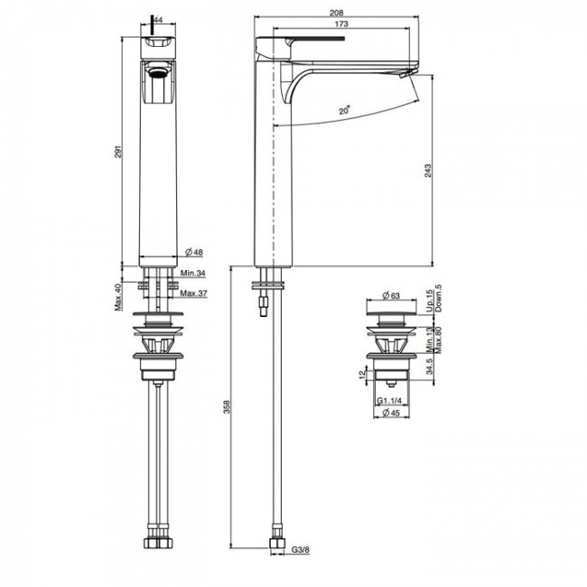 Carlo Frattini Mast Смеситель на раковину высокий, цвет: хром