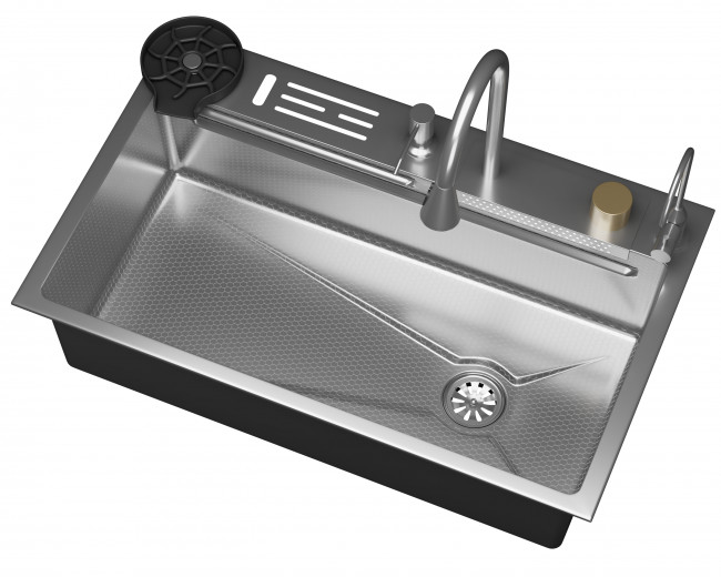 Кухонная мойка многофункц. DQ нерж.сталь сатин в комплекте со смесителем и аксессуарами (DKS754604)