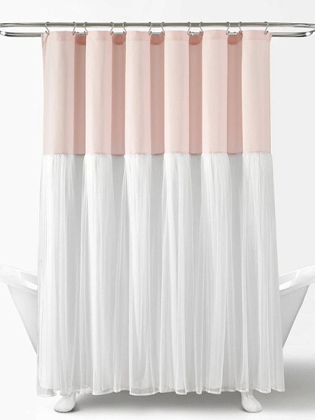 Шторка для ванной 183х183 Carnation Home Fashions Tulle Frill Pink TFL183PNK