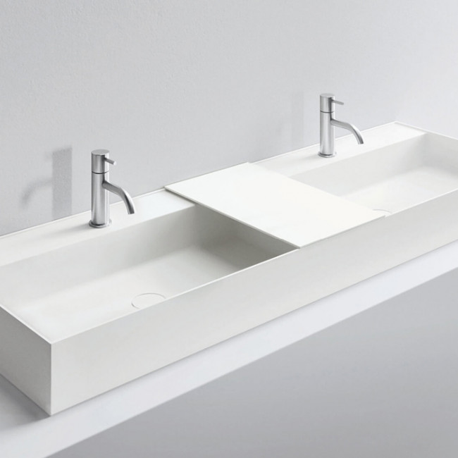 NOORTH milldue edition Раковина 144.5х47.2х12 см, с 1 отв.,  двойная, накладная, цвет: белый