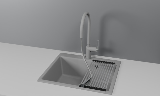 Смеситель для кухни GRANULA с выдвижным изливом (8172, АЛЮМИНИУМ) Смеситель для кухни GRANULA с выдвижным изливом (8172, АЛЮМИНИУМ)