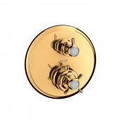 Axor Montreux Термостат с запорным/переключающим вентилем, СМ, 2 потребителя, внешняя часть, цвет: полированное золото