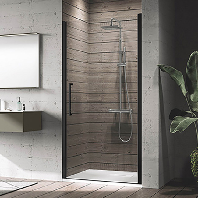 Novellini Young Душевая дверь правая/левая 102х200см., для ниши, распашная, стекло, цвет: черный