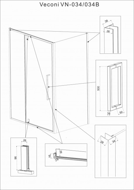 Душевой угол Veconi Rovigo RV034-11080-01-C7, 1100х800х1950 хром, прозрачное Душевой угол Veconi Rovigo RV034-11080-01-C7, 1100х800х1950 хром, прозрачное