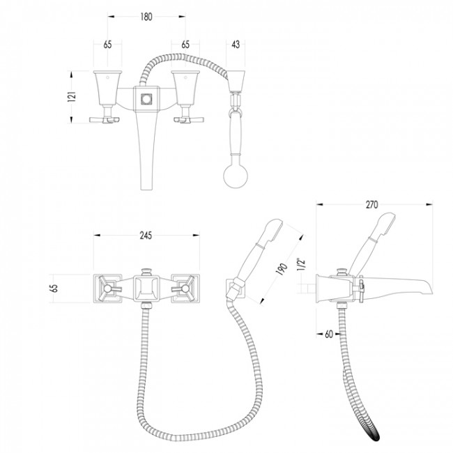 Devon&Devon Time Смеситель для ванны, цвет: хром 2TIME234MCR
