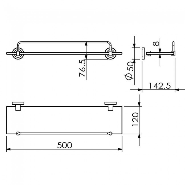 Полка стеклянная 50 см Langberger Burano 11051E