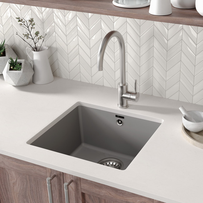 Кухонная мойка Lemark SINARA 440-U подстольного монтажа из кварцгранита цвет: Серый шёлк (9910071)