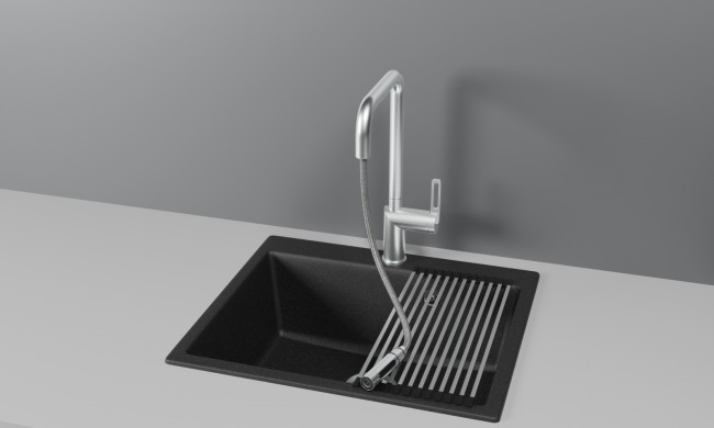 Смеситель для кухни GRANULA с выдвижным изливом (8173, НЕРЖ)