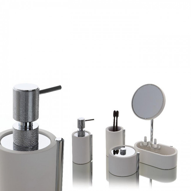 Bertocci Easy Косметическое зеркало, с контейнером композит, цвет: белый матовый/хром Bertocci Easy Косметическое зеркало, с контейнером композит, цвет: белый матовый/хром