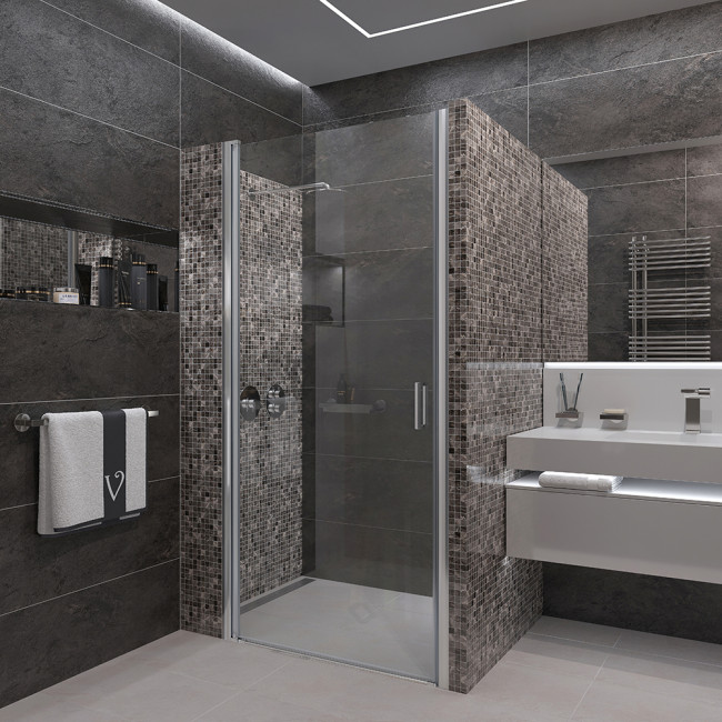 Дверь в нишу Veconi VN43-80-01-C5 800x1950, хром, стекло прозрачное