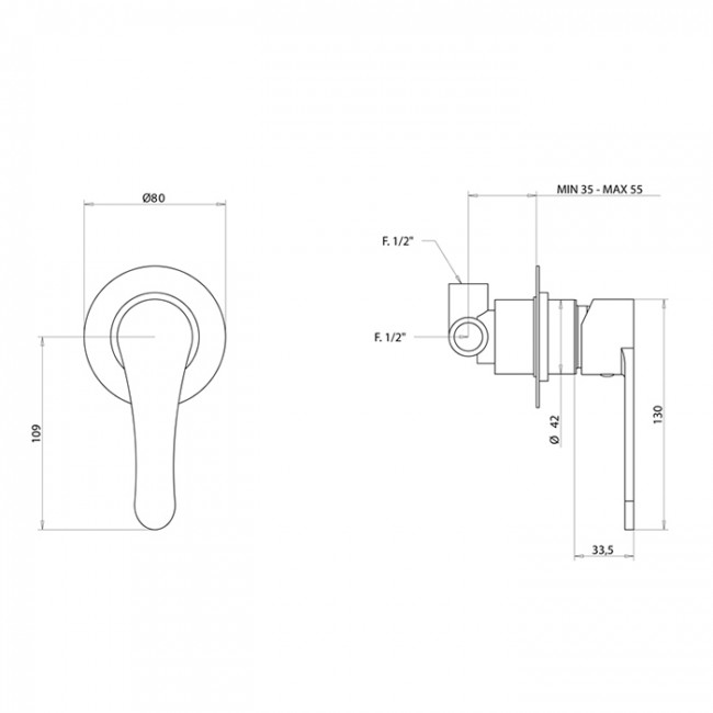 Встраиваемый смеситель для душа Bongio O'Clock Green, цвет: хром 14524CRPR