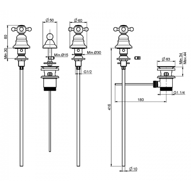 Carlo Frattini Elizabeth Смеситель на 3 отв. для биде с внутр.типом смешивания, цвет: бронза Carlo Frattini Elizabeth Смеситель на 3 отв. для биде с внутр.типом смешивания, цвет: бронза