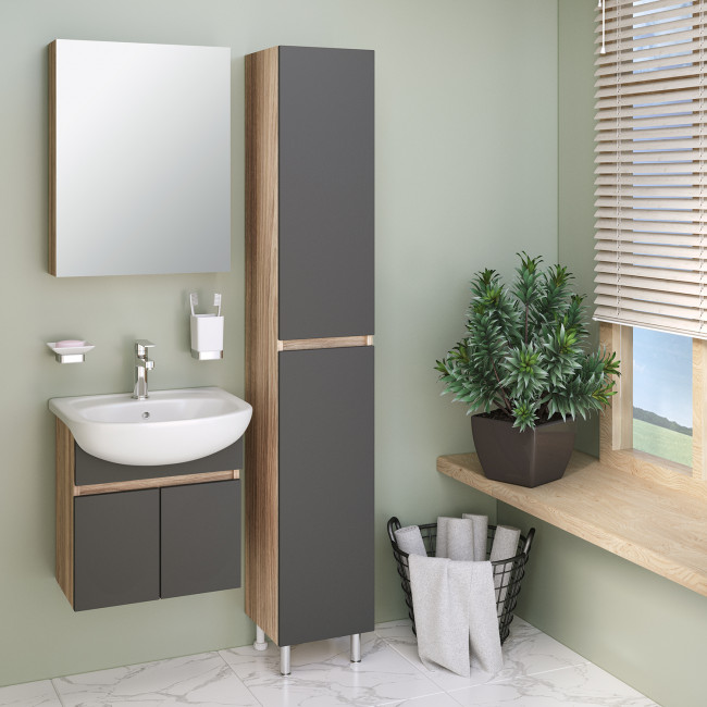 Тумба Runo Лада 50 подвесная графит под умывальник Уют 50 (00-00001367) Тумба Runo Лада 50 подвесная графит под умывальник Уют 50 (00-00001367)