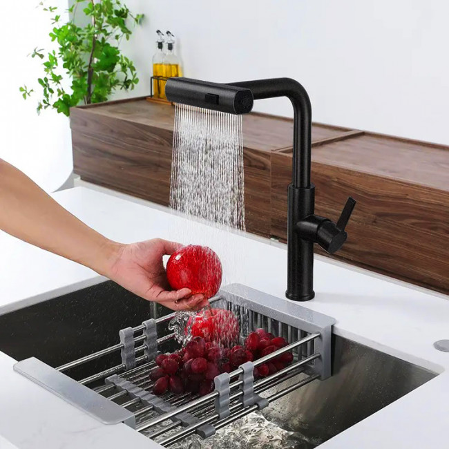 Смеситель для кухни ПРОФСАН STEEL с выдвижной лейкой черный (PSM-307-96) Смеситель для кухни ПРОФСАН STEEL с выдвижной лейкой черный (PSM-307-96)