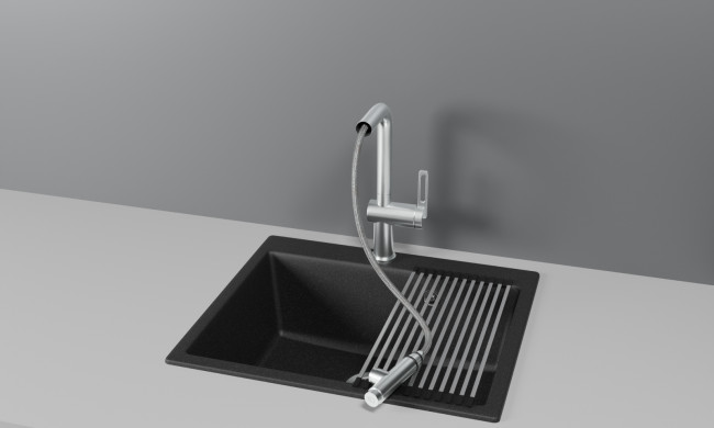 Смеситель для кухни GRANULA с выдвижным изливом и подключением к фильтру (8169, НЕРЖ)