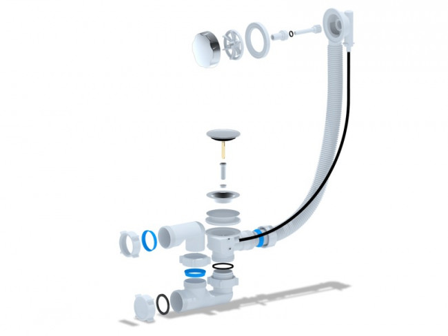 Сифон для ванны SMART универсальный полуавтомат (64285) Сифон для ванны SMART универсальный полуавтомат (64285)