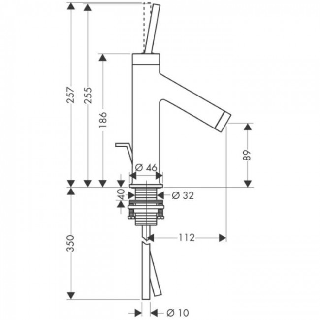 Axor Starck Однорычажный смеситель для раковины 90 без тяги, цвет: хром