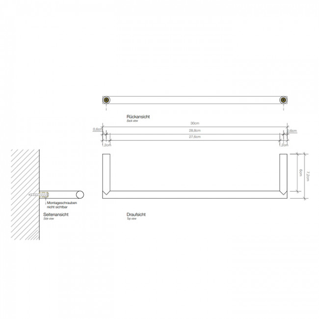 Decor Walther Mikado HTE30 Полотенцедержатель 30см, подвесной, цвет: белый матовый