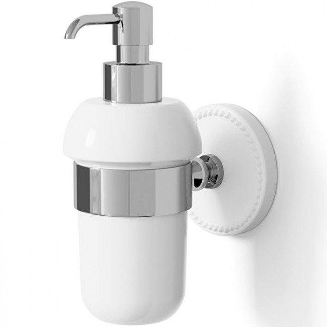 Devon&Devon Dorothy Дозатор для жидкого мыла, подвесной, белая керамика, цвет: хром Devon&Devon Dorothy Дозатор для жидкого мыла, подвесной, белая керамика, цвет: хром