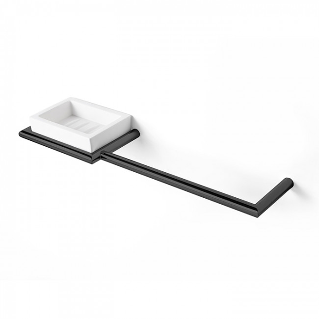 3SC Guy Полотенцедержатель и мыльница, 40см., слева, подвесная, композит Solid Surface, цвет: белый матовый/черный матовый 3SC Guy Полотенцедержатель и мыльница, 40см., слева, подвесная, композит Solid Surface, цвет: белый матовый/черный матовый