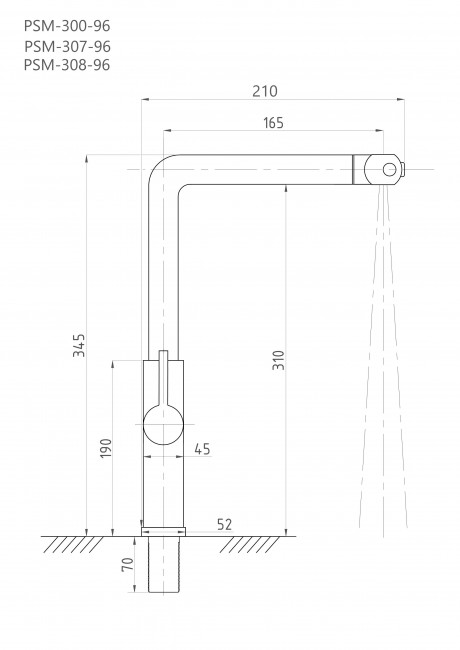 Смеситель для кухни ПРОФСАН STEEL с выдвижной лейкой графит (PSM-308-96)