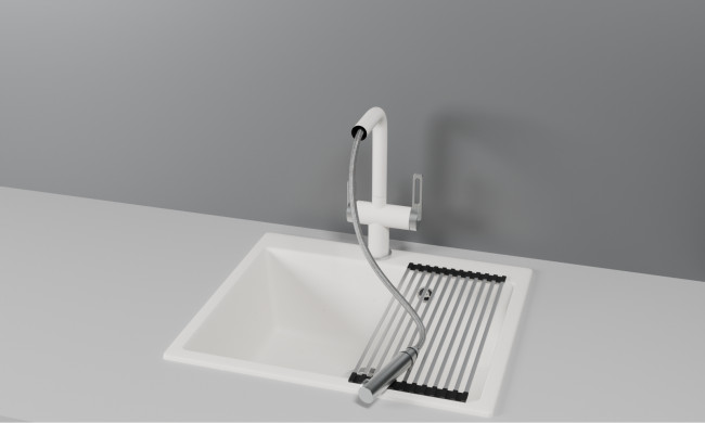 Смеситель для кухни GRANULA с выдвижным изливом и подключением к фильтру (8170, АРКТИК (БЕЛЫЙ))