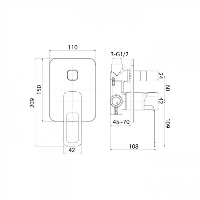 Встраиваемый смеситель с двумя выходами черный IDDIS Slide (SLIBL00i67)
