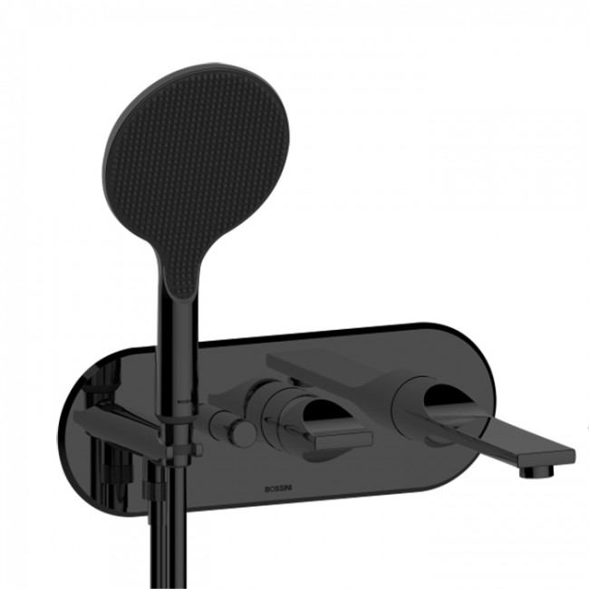 Bossini Z00557.073 Apice Смеситель для ванны, встраиваемый, на 2 выхода,с ручным душем и шлангом 150см., внешняя часть, цвет: черный