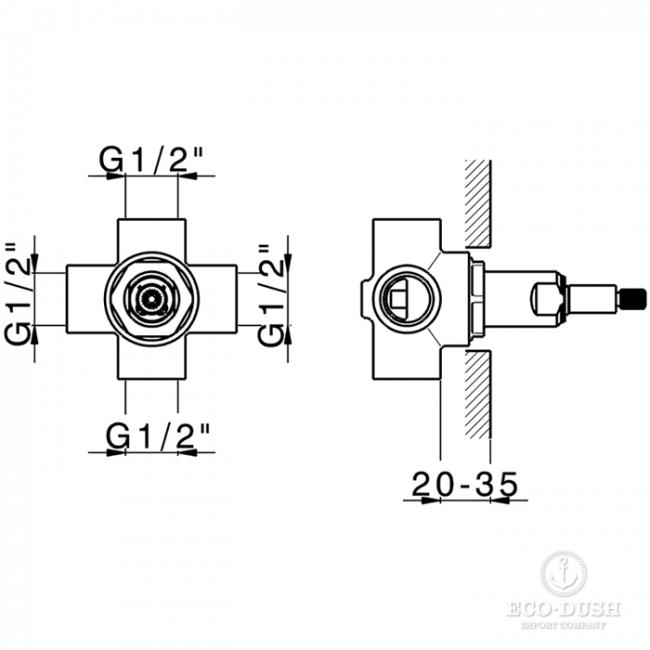 CISAL Встраиваемая часть переключающего вентиля 1/2" на 2 положения, ZA00200004