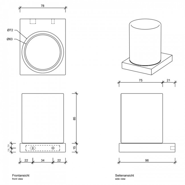 Decor Walther Contract Стакан для зубных щеток, подвесной, цвет: черный матовый Decor Walther Contract Стакан для зубных щеток, подвесной, цвет: черный матовый