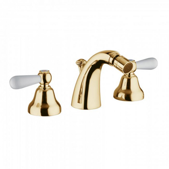 Смеситель для биде Bongio Oxford Lux, цвет: золото/белый фарфор 19503OR0L