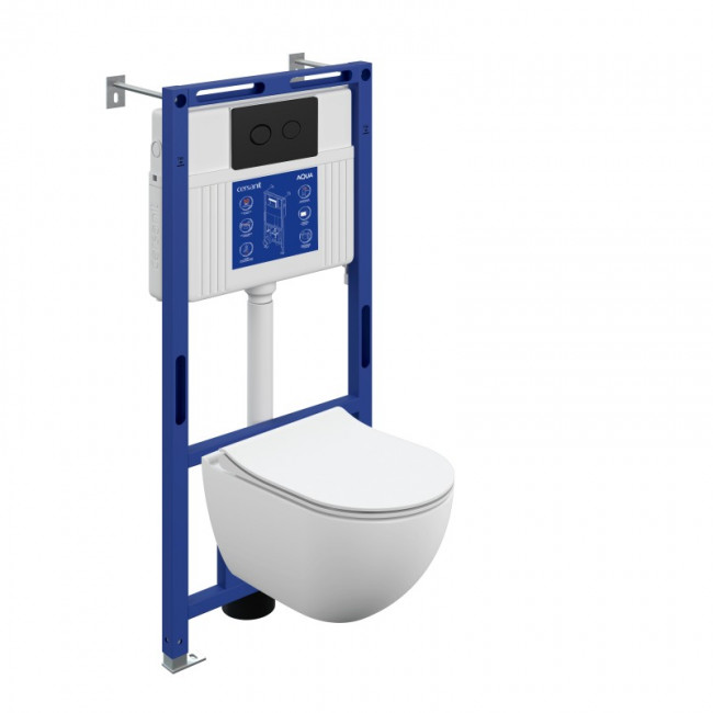 Комплект CERSANIT BRASKO SMART DPL EO slim инсталляция AQUA 50 PRIME P кнопка ACCENTO CIRCLE  пластик черный матовый LP (69321)