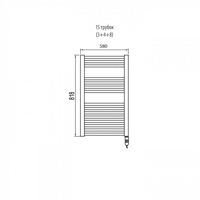 Irsap Ares Полотенцесушитель электрический 58x81.8x3см (15 трубок-2 пром), мощность:400 ватт,с электр/термостатом, провод: 120см, цвет: черный матовый