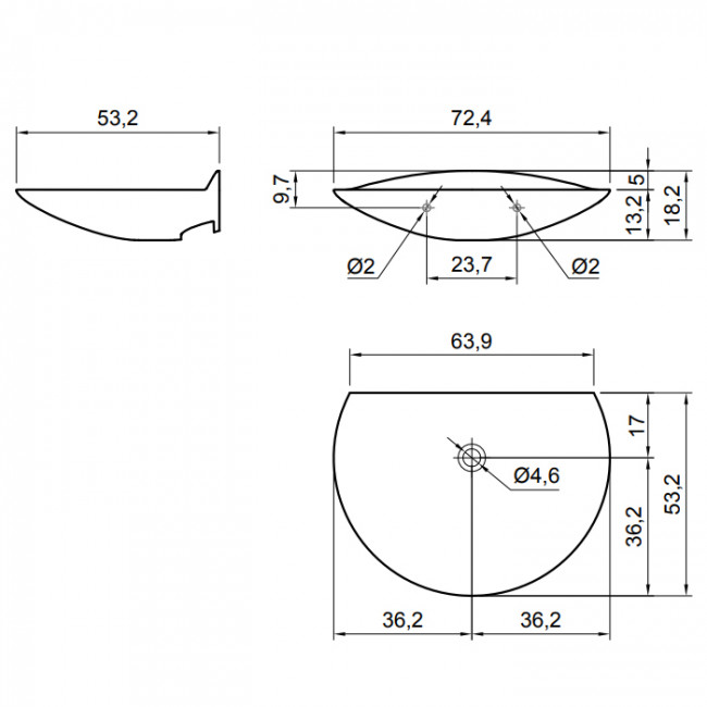 Antonio Lupi Venere Раковина 40х60 см, без отв., подвесная, цвет: белый
