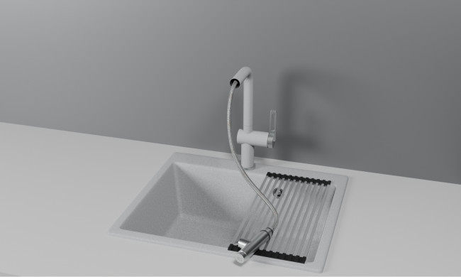 Смеситель для кухни GRANULA с выдвижным изливом и подключением к фильтру (8169, БАЗАЛЬТ)