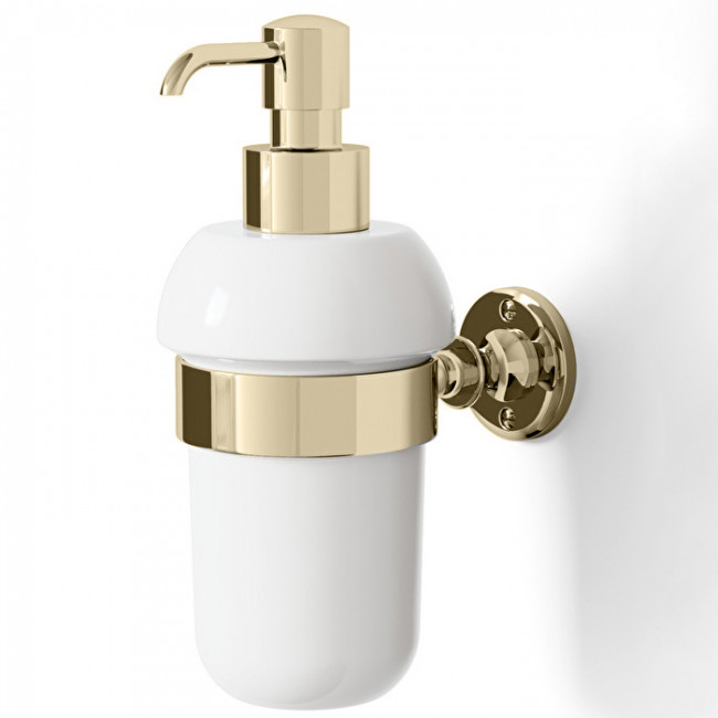 Devon&Devon First Class Дозатор для жидкого мыла, подвесной, белая керамика, цвет: светлое золото Devon&Devon First Class Дозатор для жидкого мыла, подвесной, белая керамика, цвет: светлое золото