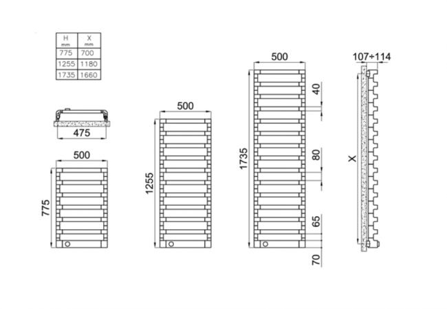 Irsap Step_E Полотенцесушитель электрический 50x77.5x10.7см ( 7плоск.трубок), мощность:250 ватт, с электр/термостатом. цвет: хром  Дизайн Antonio Citterio