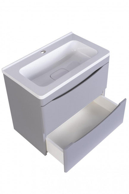 Style Line Тумба с раковиной подвесная "Бергамо мини 70" (2 ящ.) Люкс антискрейтч черный, PLUS Style Line Тумба с раковиной подвесная "Бергамо мини 70" (2 ящ.) Люкс антискрейтч черный, PLUS