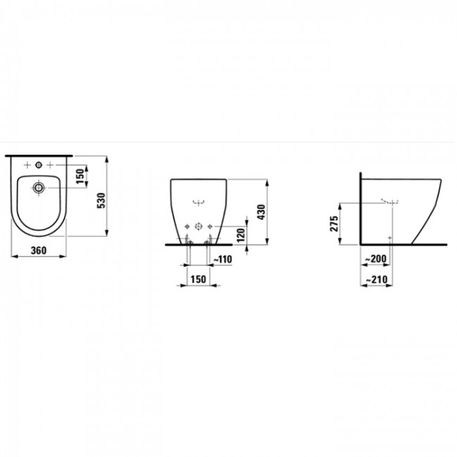 Laufen Pro Биде напольное 56x36x43 см, с 1 отв., цвет: белый
