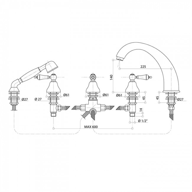 Смеситель для ванны Bongio Capri, цвет: хром 17531CR0D