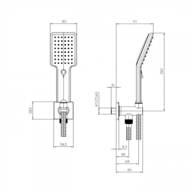 Bossini CB4007.030 Aqua Life Гигиенический душ с держателем и шлангом 150см., цвет: хром