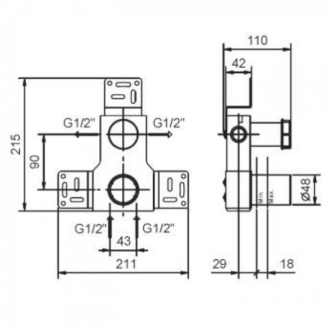 Fantini Внутренняя часть смесителя для душа, переключатель на 2 источника, 1/2" 44 00 M185A Fantini Внутренняя часть смесителя для душа, переключатель на 2 источника, 1/2" 44 00 M185A