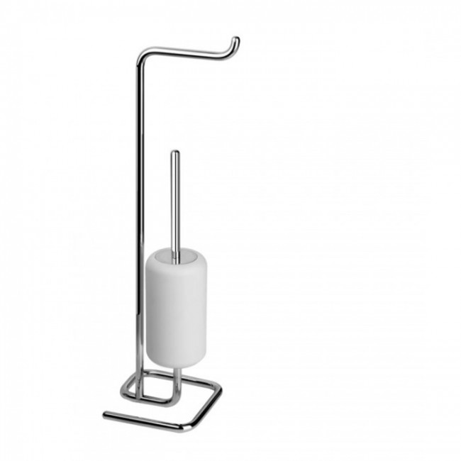 Gessi Goccia Стойка 61.4см., с держателем для туалетной бумаги и ершиком, напольная, цвет: хром/белый