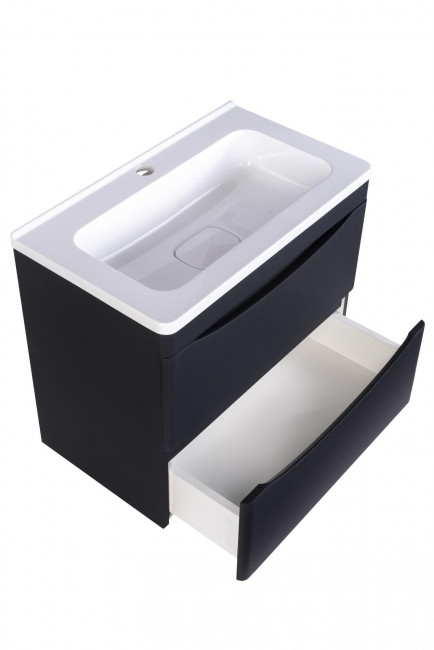 Style Line Тумба с раковиной подвесная "Бергамо мини 80" (2 ящ.) Люкс антискрейтч белый, PLUS